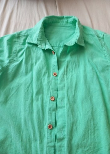 Erkek Çocuk Yeşil Keten Kısa Kollu Gömlek - Görsel 2