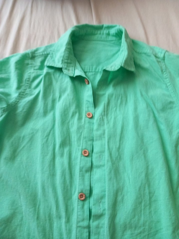 Erkek Çocuk Yeşil Keten Kısa Kollu Gömlek - Görsel 2