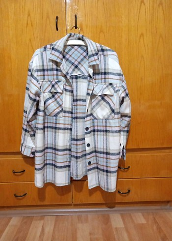 Düğmeli Bej Ekose Kadın Gömlek - Görsel 4