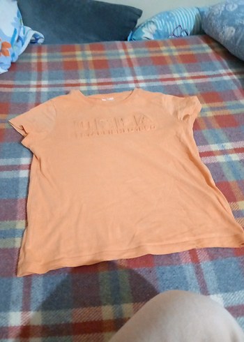 erkek Çocuk turuncu  Keten Kısa Kollu Tişört - Görsel 2