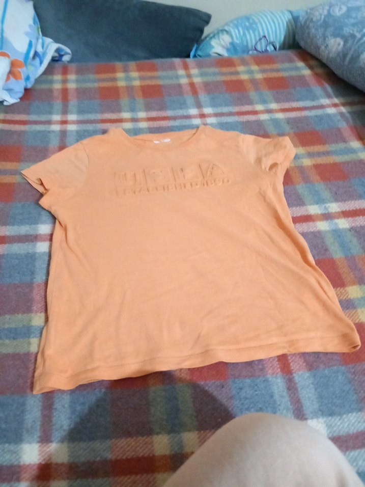 erkek Çocuk turuncu  Keten Kısa Kollu Tişört - Görsel 2