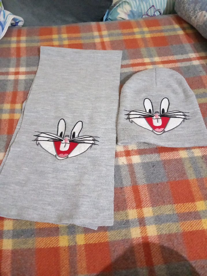 Gri Nakışlı Çocuk Bere ve Atkı Seti - Görsel 2