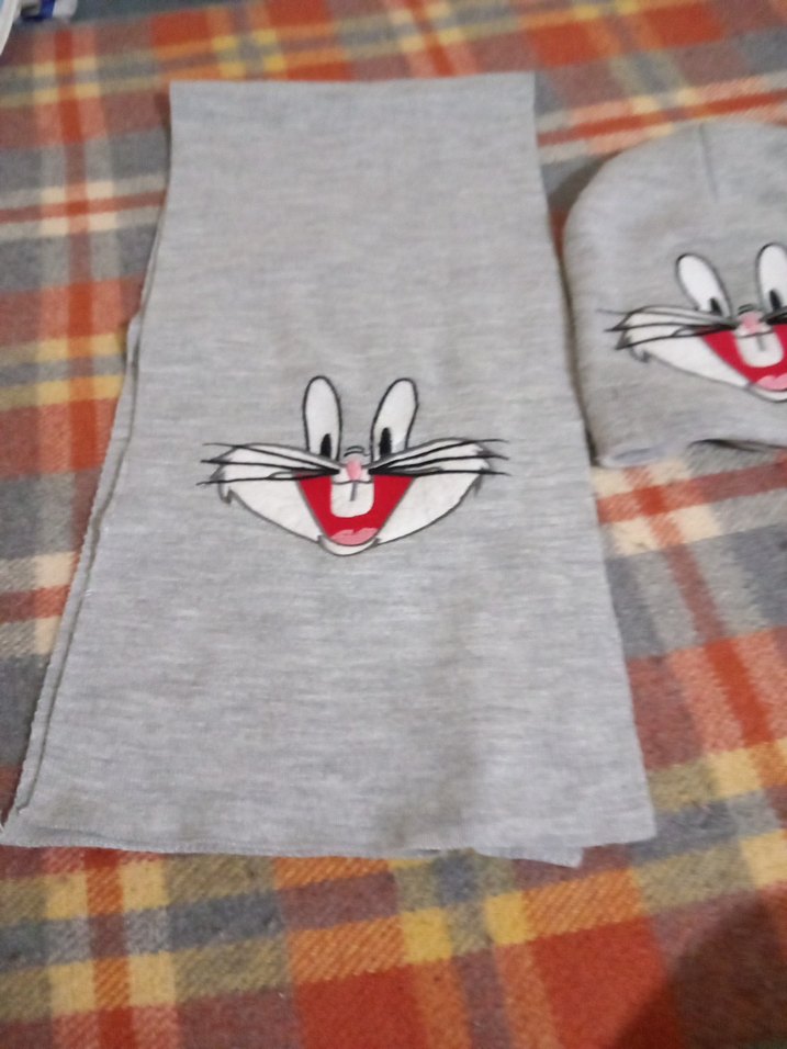 Gri Nakışlı Çocuk Bere ve Atkı Seti - Görsel 3