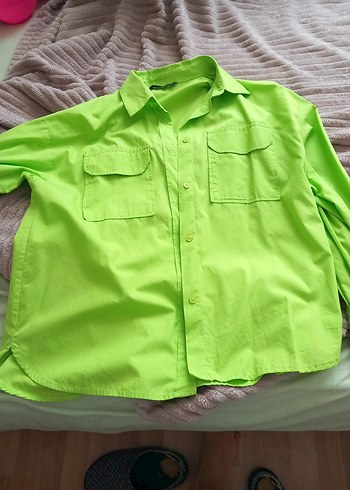 Düğmeli Yeşil Kadın Gömlek - Görsel 5