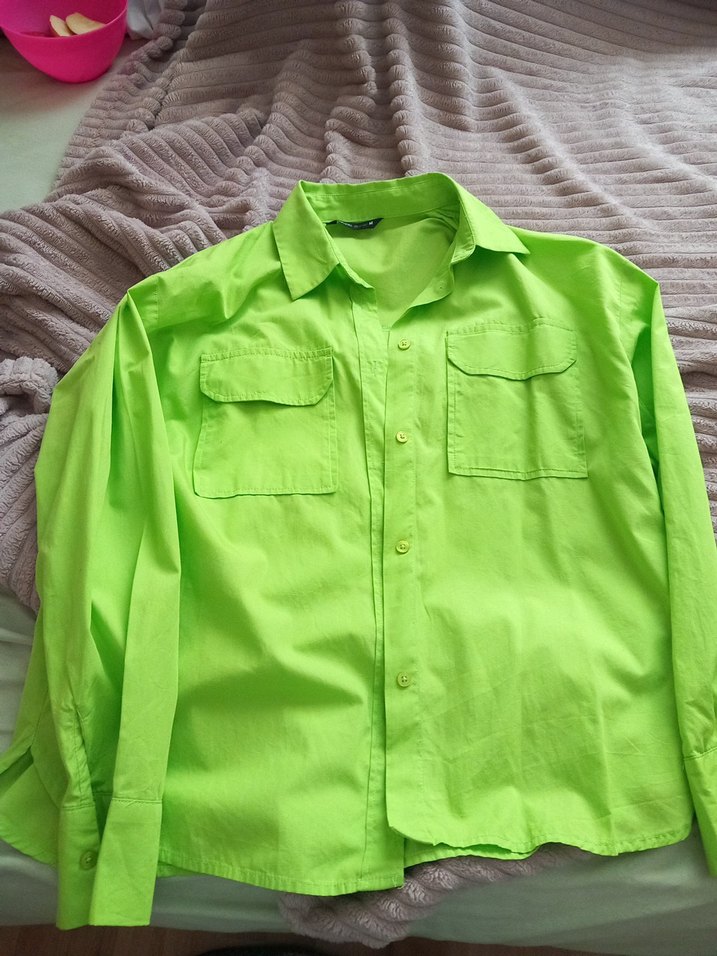 Düğmeli Yeşil Kadın Gömlek - Görsel 2
