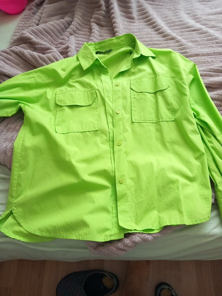 Düğmeli Yeşil Kadın Gömlek - Görsel 5