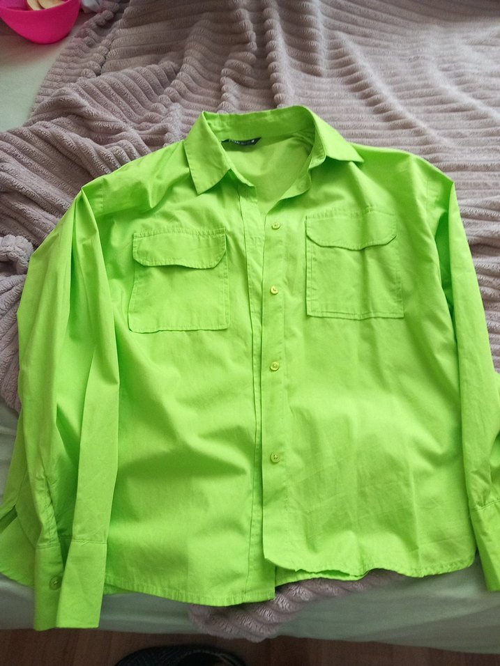 Düğmeli Yeşil Kadın Gömlek - Görsel 3