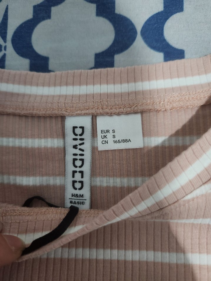 Pembe Çizgili Kısa Kollu Kadın Tişört - Görsel 2