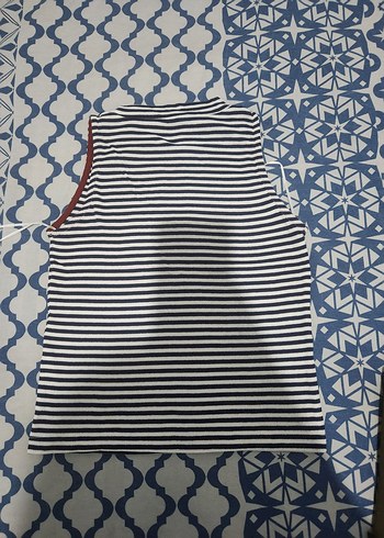 Lacivert Çizgili Yüksek Yakalı Askılı - Görsel 3