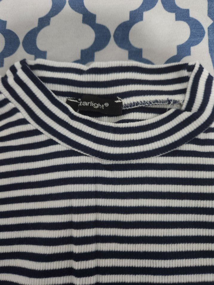 Lacivert Çizgili Yüksek Yakalı Askılı - Görsel 2