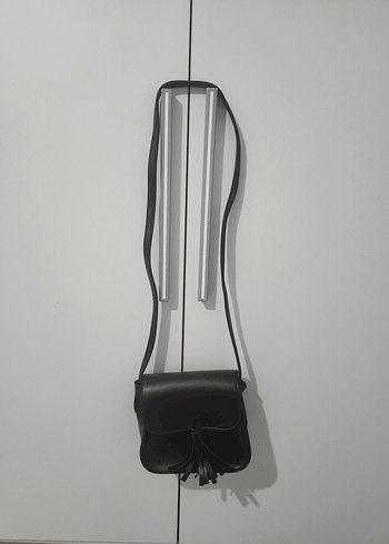 Siyah Deri Püsküllü Kadın Çanta - Görsel 3