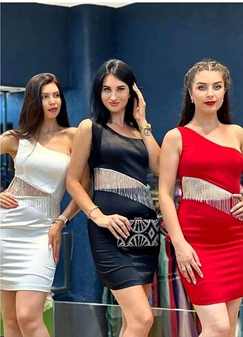 Taş detay kısa elbiseler