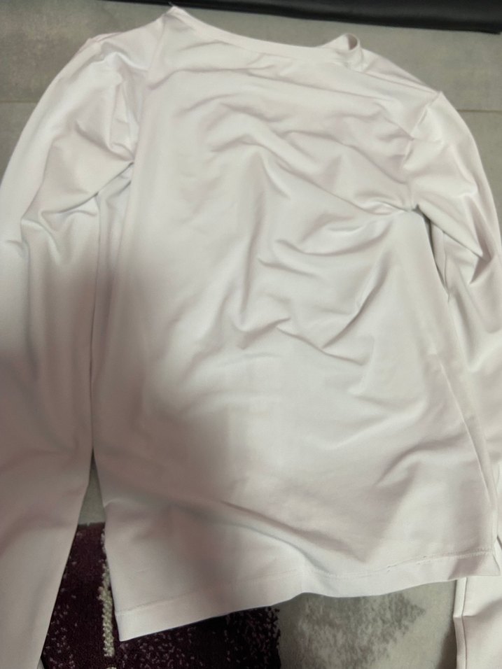 Beyaz Kadın Balıkçı Yaka Uzun Kollu Basic Tişört - Görsel 2