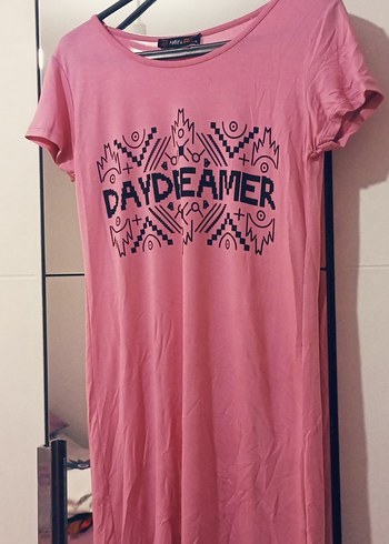 Baskılı Pembe Midi Elbise
