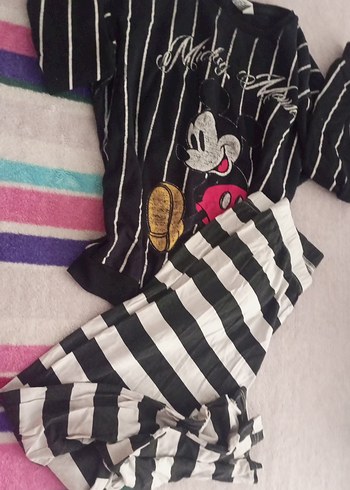 m Beden çeşitli Renk Çizgili Mini Hamile ve Emzirme Pijama Takımı