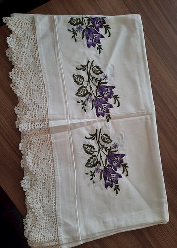 İşlemeli Mor Çiçekli yastık kılıfı - Görsel 3