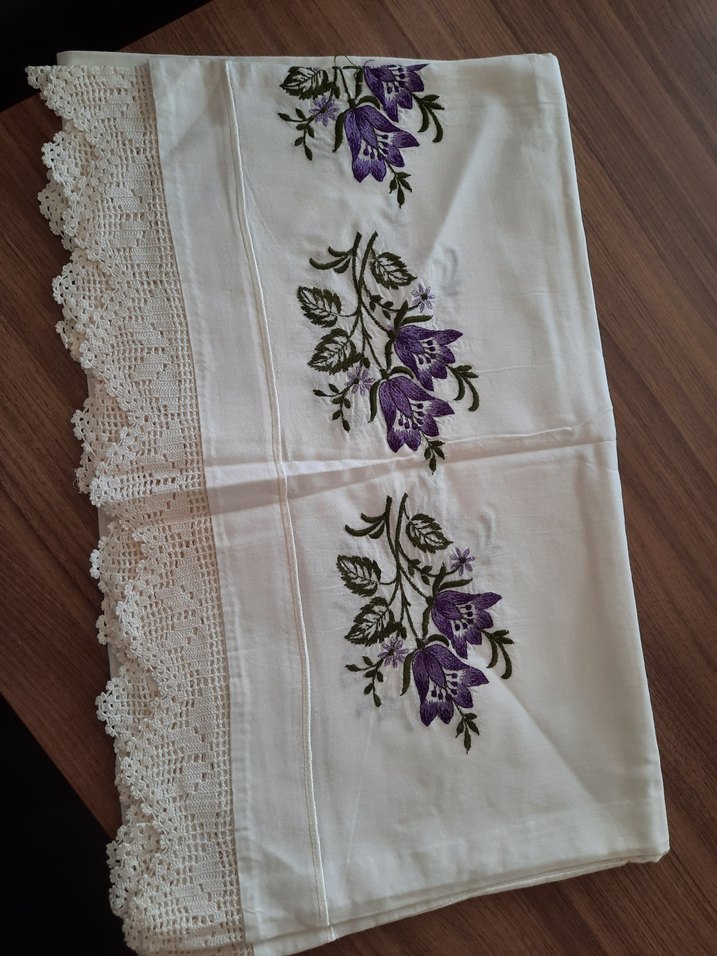 İşlemeli Mor Çiçekli yastık kılıfı - Görsel 3