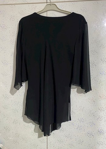 Uzun Siyah V Yaka Kadın Bluz - Görsel 2