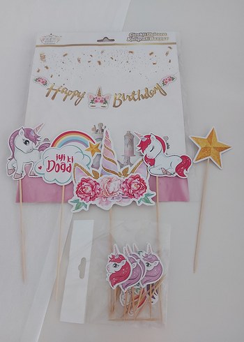 Renkli Unicorn Doğum Günü Parti Seti