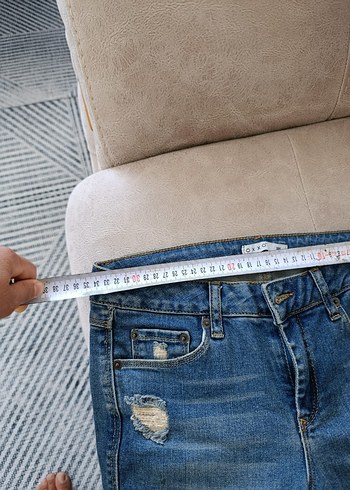 Kadın Mavi Bol Kesim Denim Pantolon - Görsel 4