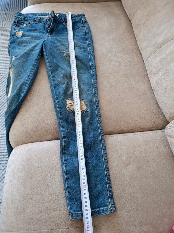 Kadın Mavi Bol Kesim Denim Pantolon - Görsel 3