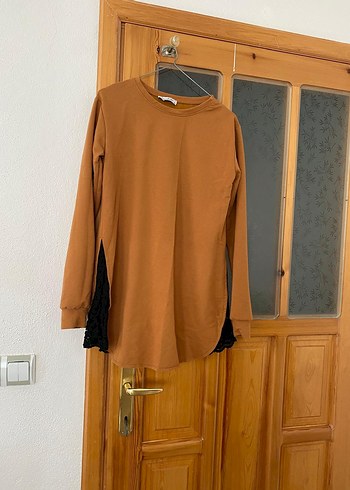 Kadın Kahverengi Süet Sweatshirt - Görsel 2