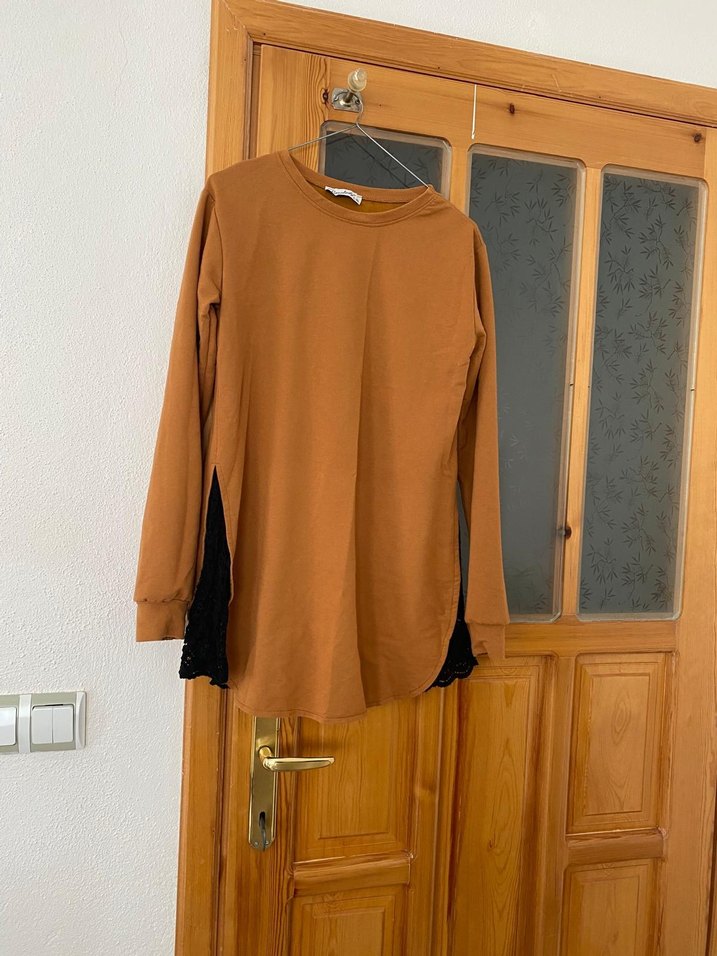 Kadın Kahverengi Süet Sweatshirt - Görsel 2