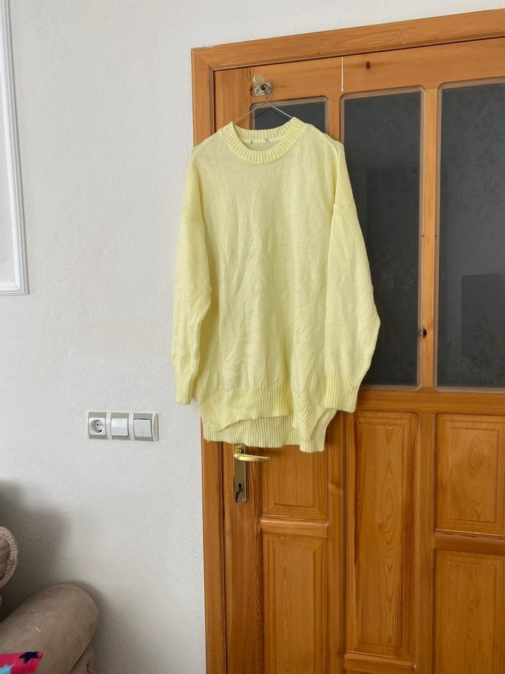 Sarı Kadın Uzun Kollu Triko Kazak - Görsel 2