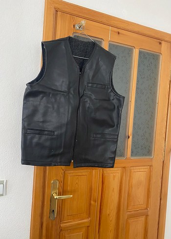 Siyah Deri Biker Yelek - Görsel 5