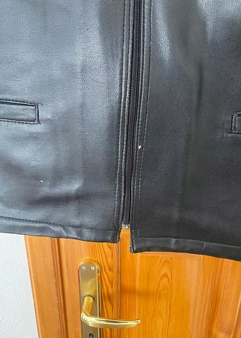 Siyah Deri Biker Yelek - Görsel 3