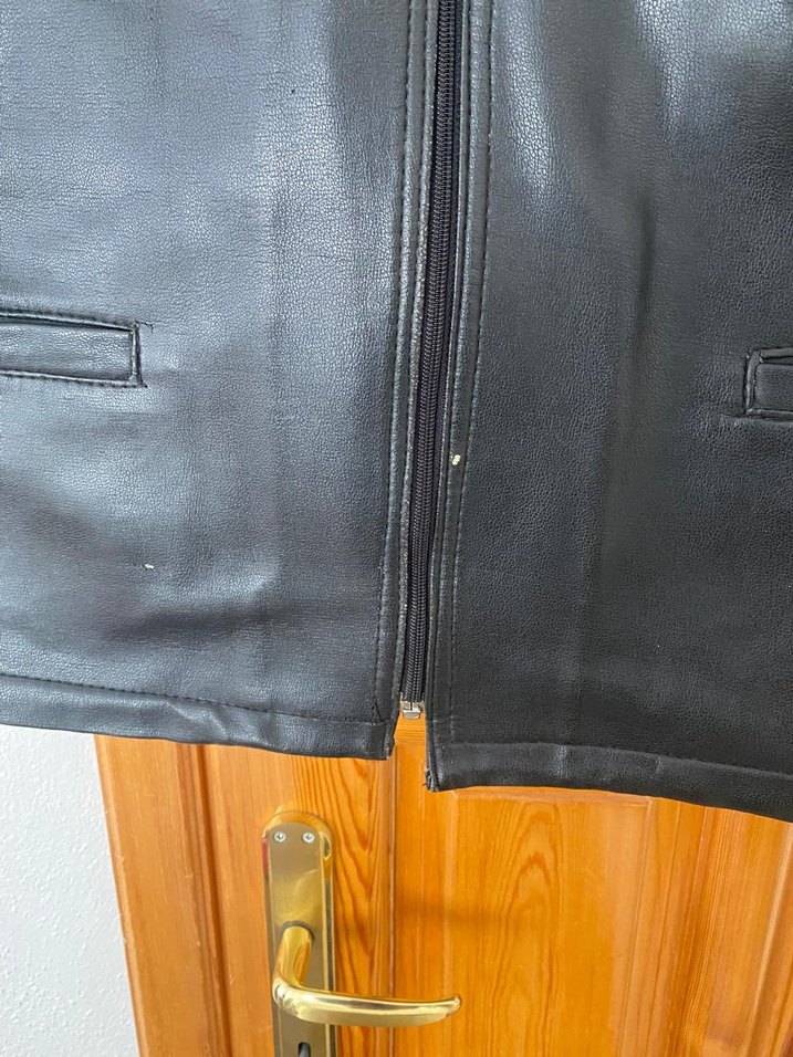 Siyah Deri Biker Yelek - Görsel 3