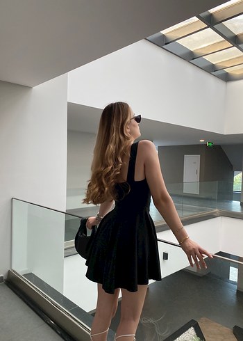 s Beden siyah Renk Siyah Straplez Mini Elbise