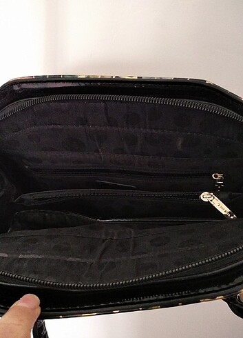 Hiç kullanılmadi Parlak kendinden desenli çiçekli canta - Görsel 2