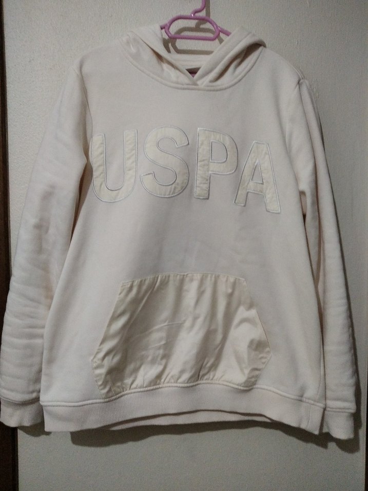 USPA Beyaz Kadın Kapüşonlu Sweatshirt - Görsel 2