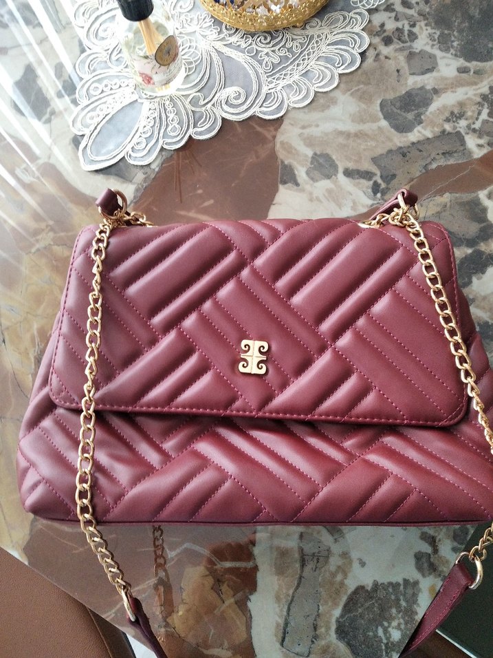 Bordo Zincir Detaylı PİERRE CARDİN COK AZ KULLANİLDİ - Görsel 3