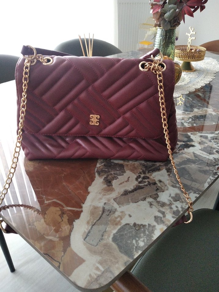 Bordo Zincir Detaylı PİERRE CARDİN COK AZ KULLANİLDİ - Görsel 2