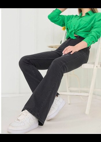 bol paça kadın kot pantolon - Görsel 5