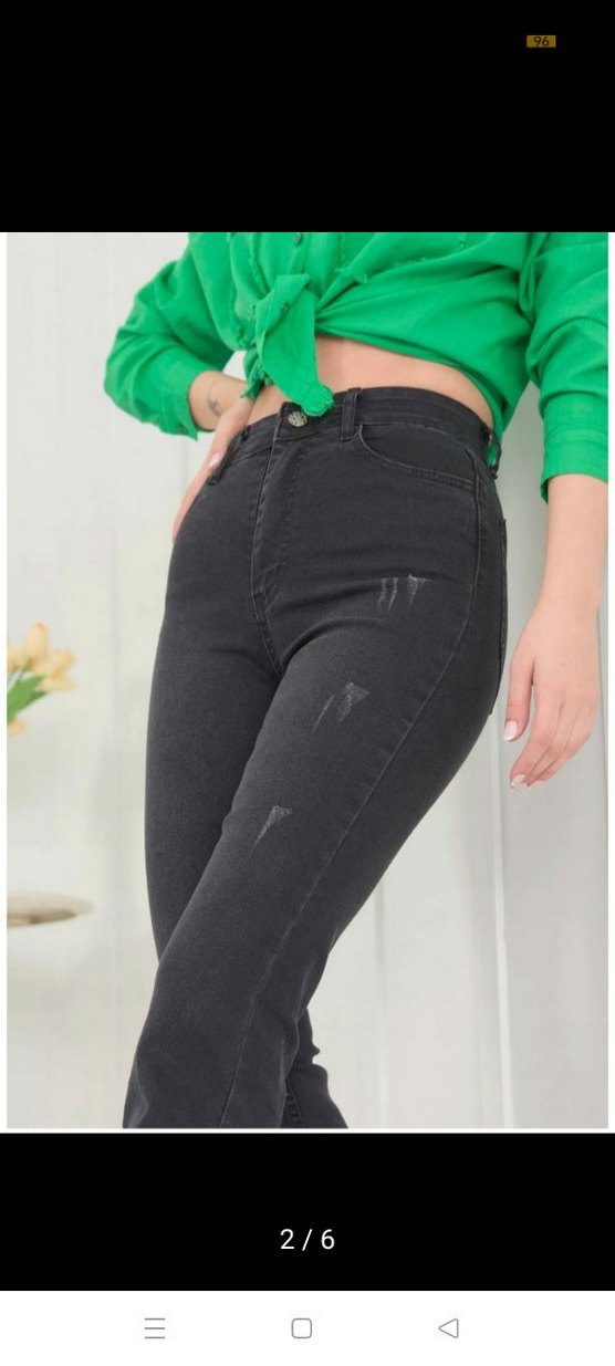 bol paça kadın kot pantolon - Görsel 2