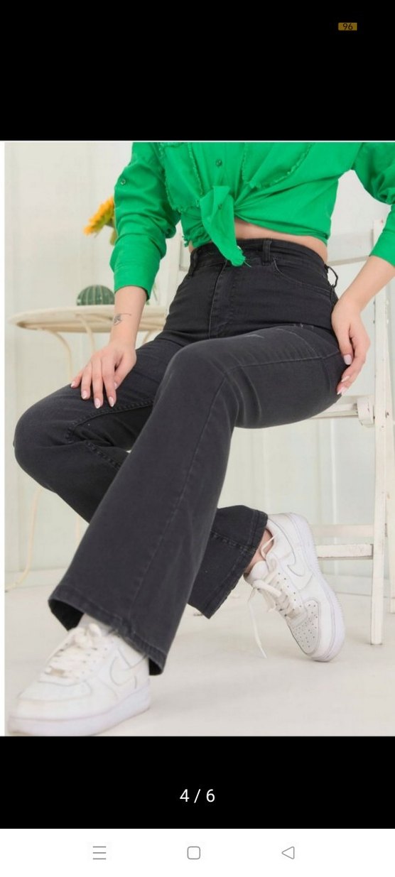 bol paça kadın kot pantolon - Görsel 4