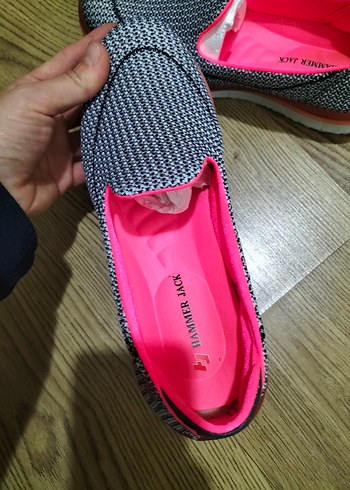 Örgü Detaylı Pembe Kadın Dolgu Topuk Spor Ayakkabı - Görsel 5