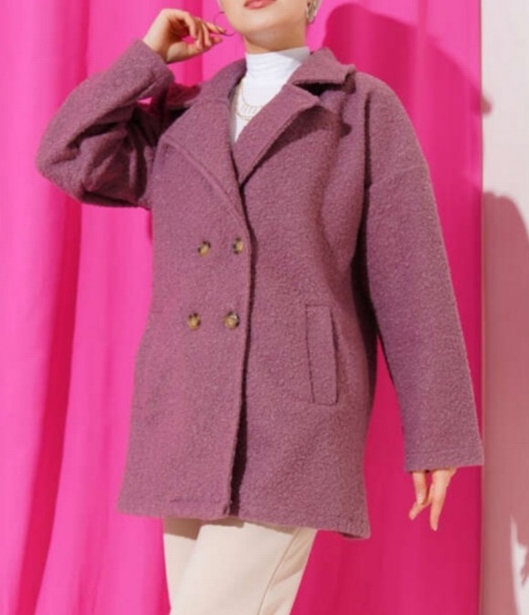 Düğmeli buklet kaban - Görsel 2