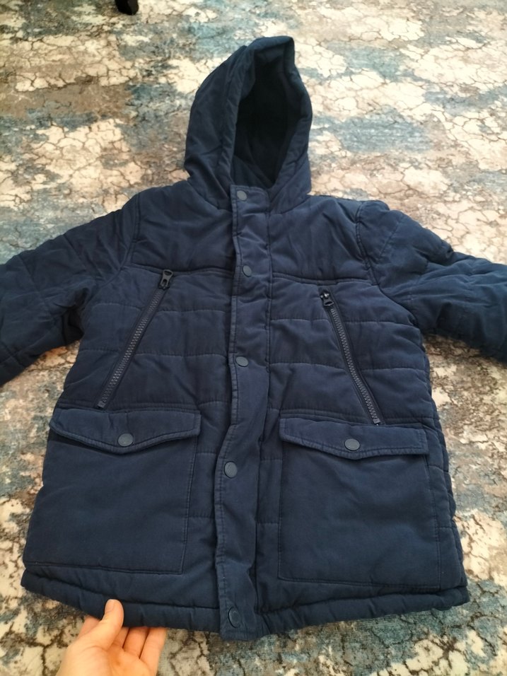 Erkek Çocuk Lacivert Kapüşonlu Kışlık Mont - Görsel 3