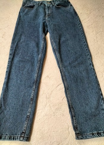 Kadın Mavi Rahat Kesim Midi Kot Pantolon - Görsel 3