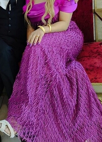 40 Beden çeşitli Renk Fuşya, pembe abiye elbise