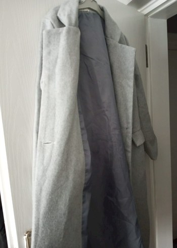 Tek Düğmeli Gri Kadın Kaban - Görsel 4