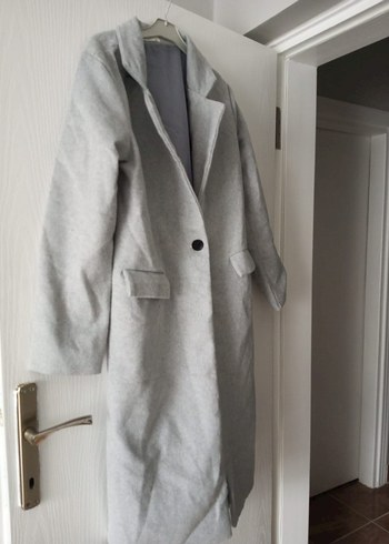 Tek Düğmeli Gri Kadın Kaban - Görsel 3