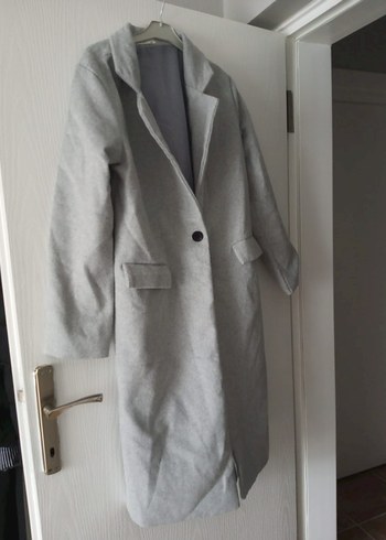 Tek Düğmeli Gri Kadın Kaban - Görsel 2