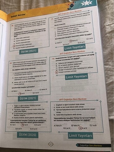 Beden Ayt coğrafya soru bankası limit yayınları
