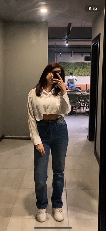 Zara beyaz crop gömlek