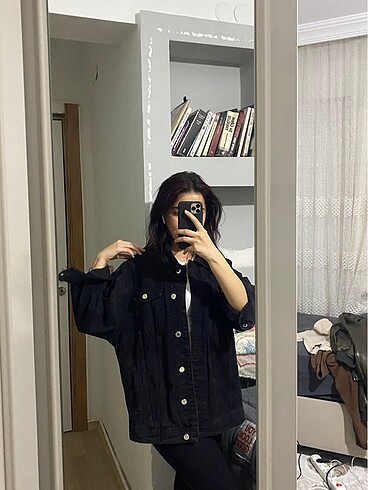 Oversize siyah kot ceket